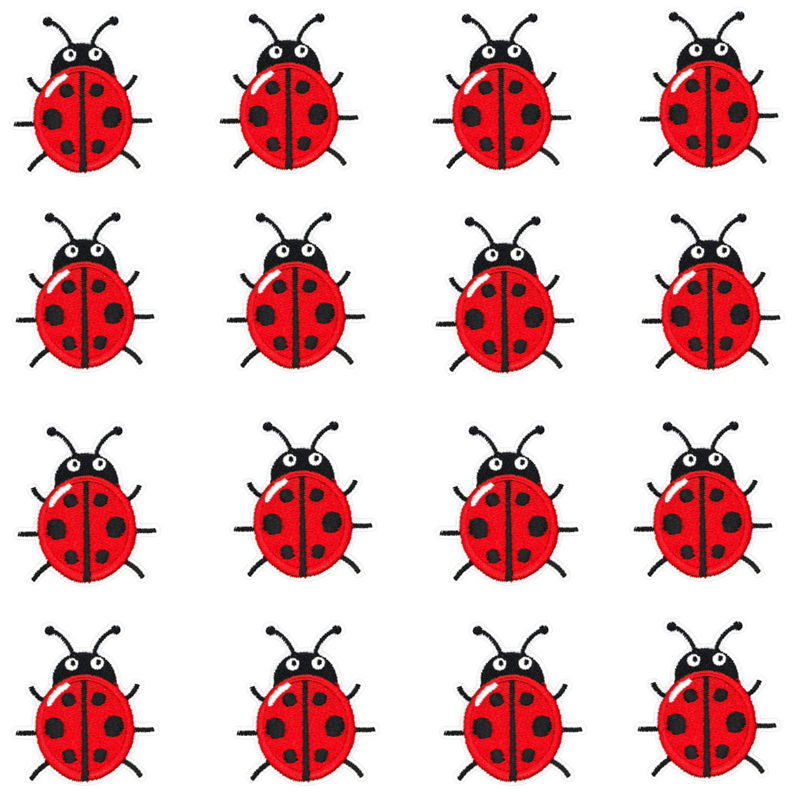 Embroidery Lady Bug - 16 Stück/Set, kleine rote Marienkäfer-Aufnäher, süße