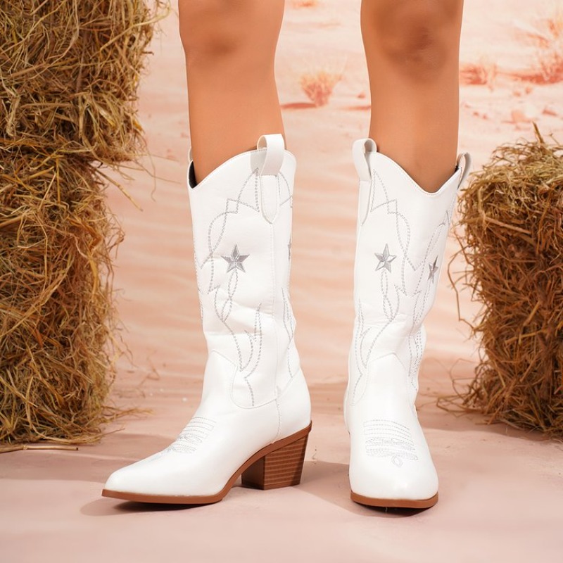 Embroidery Online - Damenstiefel, mittelhoher Schaft, spitzer Zehenbereich, mittlerer