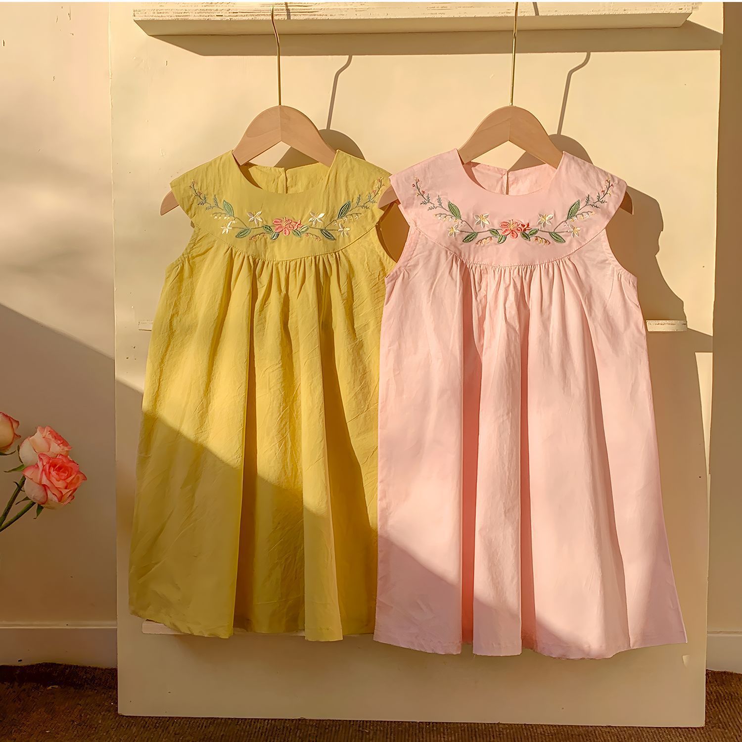 Embroidery Yellow Dress - 2-7 Jahre Alte Mädchen Sommerkleider im