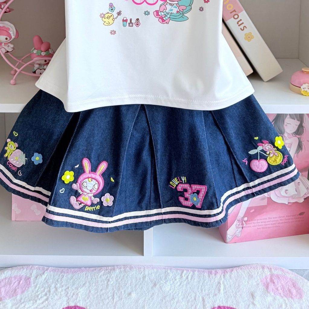 Japanische süße Rock-Sets, Som – Embroidery Cotton Shirt Bewertung und Preis