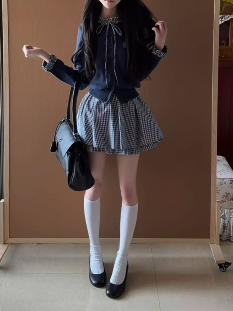 Japanisches Preppy-Sweet-2-Tei – Embroidery Cotton Shirt Bewertung und Preis