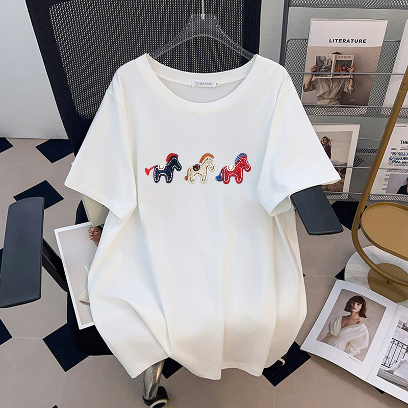 170 kg Übergröße Damen-T-Shirt – Embroidery Cotton Shirt Bewertung und Preis