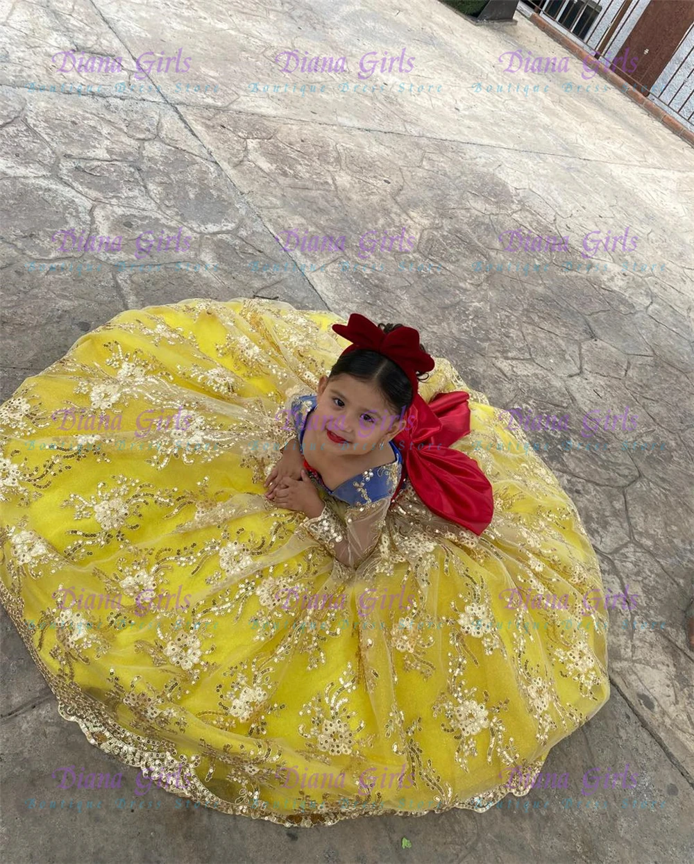 Qualität schöne gelbe Tüll fla – Embroidery Yellow Dress Bewertung und Preis