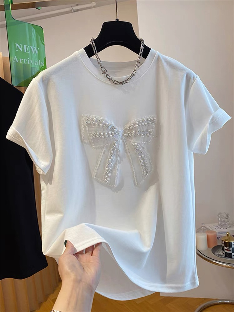   Perlen-Knoten-Kurzarm-T-Shir – Embroidery Cotton Shirt Bewertung und Preis